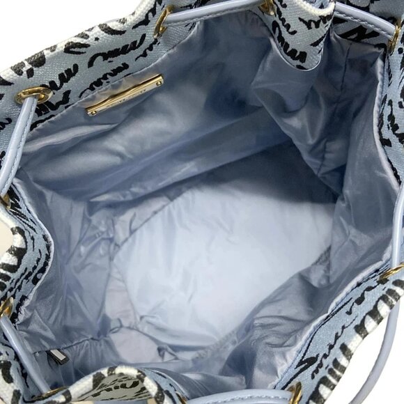 miumiu -  Light Blue Black Canvas Leather Pouch 208-081925 - Picture 4 of 6